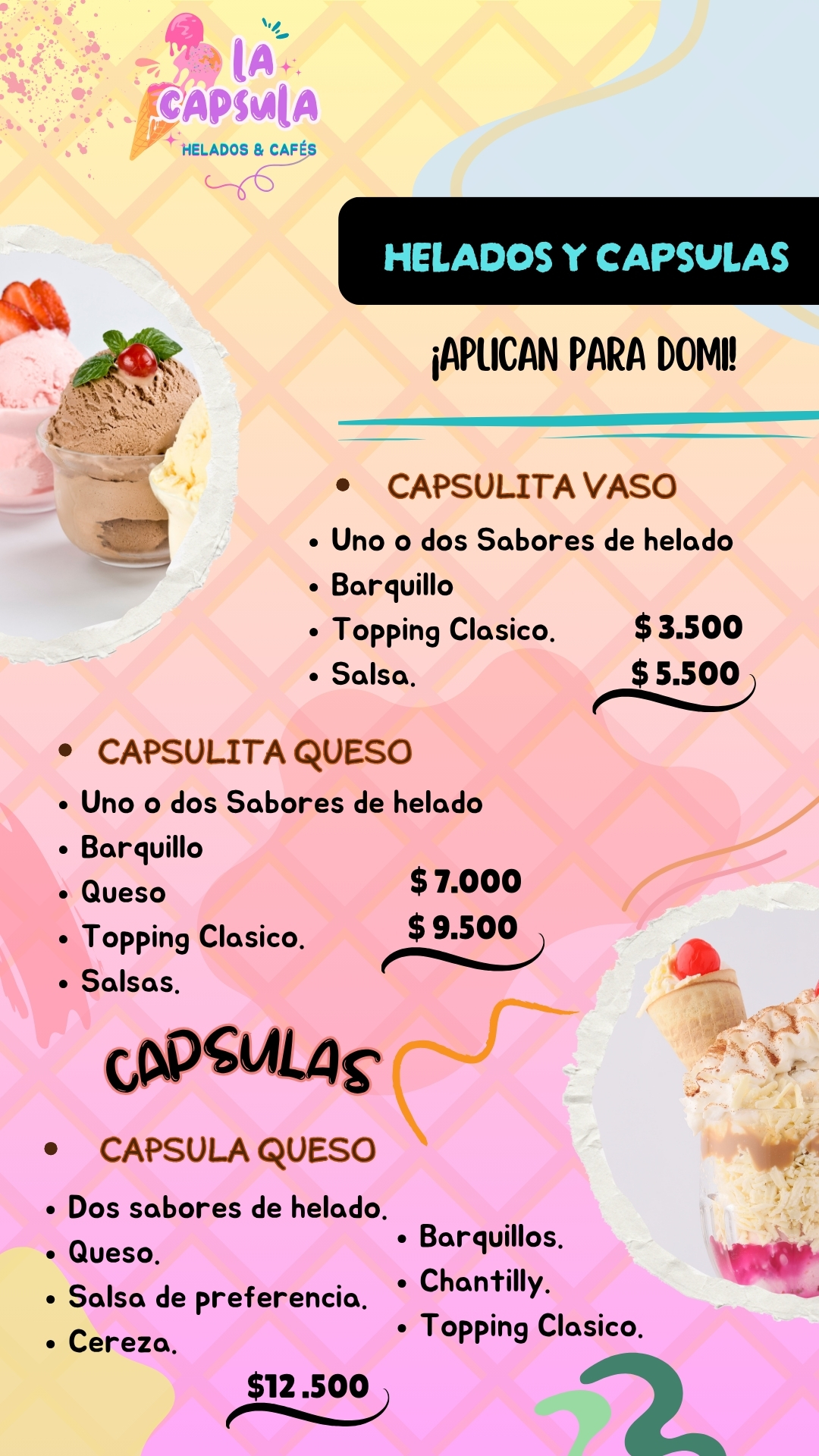 HELADOS Y CAPSULAS EN LA HELADERIA LA CAPSULA  VISITANOS O PIDE TU DOMICILIO